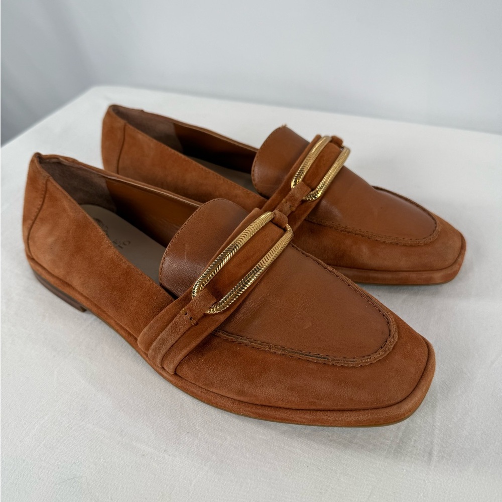 Vince Camuto Henchila Suede Loafer‎ in Warm Caramel Size 7